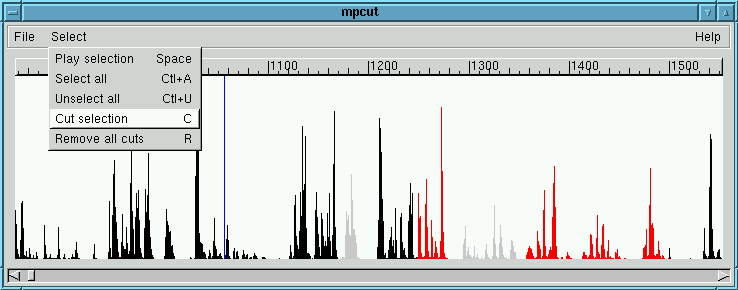 Screenshot of mpcut